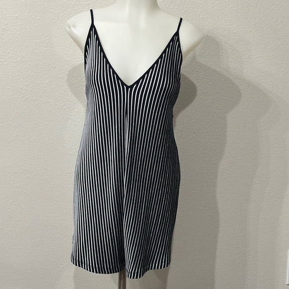 Zara, navy blue and white striped dress small - Picture 1 of 4
